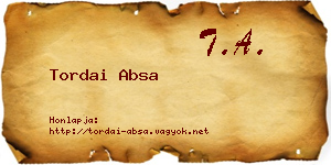 Tordai Absa névjegykártya